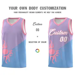 Light Purple Powder Blue Sunburst Two Tone Basketball Jersey 4