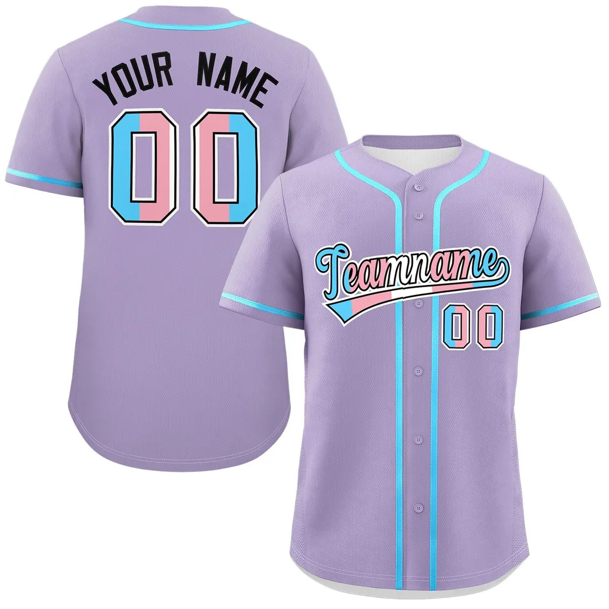 Light Purple Powder Blue Transgender Pride Baseball Jersey