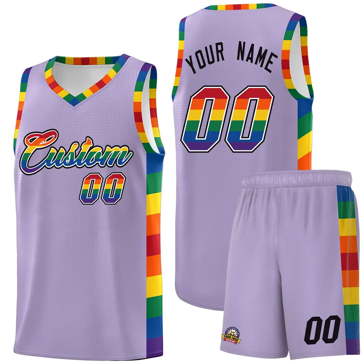Light Purple Pride Month LGBT Rainbow Basketball Jersey