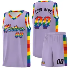 Light Purple Pride Month LGBT Rainbow Basketball Jersey