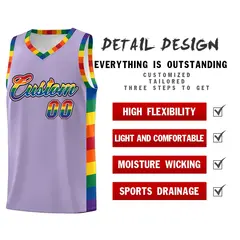 Light Purple Pride Month LGBT Rainbow Basketball Jersey 2