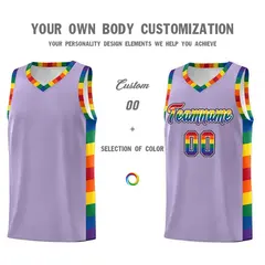 Light Purple Pride Month LGBT Rainbow Basketball Jersey 3