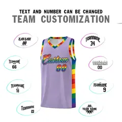 Light Purple Pride Month LGBT Rainbow Basketball Jersey 4