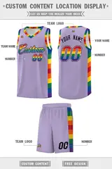 Light Purple Pride Month LGBT Rainbow Basketball Jersey 5