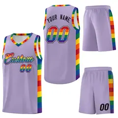 Light Purple Pride Month LGBT Rainbow Basketball Jersey 6