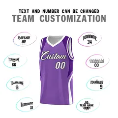 Light Purple Purple and White Color Block Basketball Jersey 4
