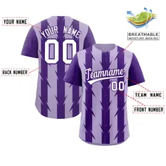 Light Purple Purple Blade Pattern Raglan Baseball Jersey 2
