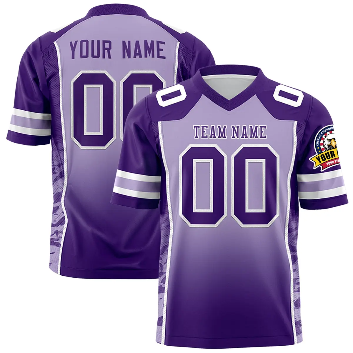Light Purple Purple Gradient Side Pattern Football Jersey
