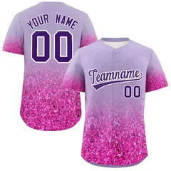 Light Purple Purple Gradient Sparkle-Effect Baseball Jersey