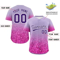 Light Purple Purple Gradient Sparkle-Effect Baseball Jersey 2