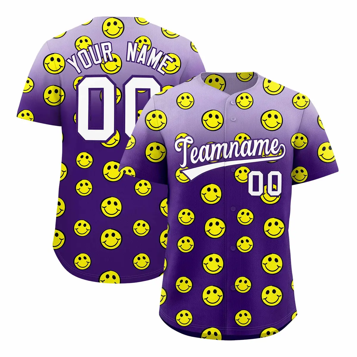 Light Purple Purple Graffiti Gradient Smile Baseball Jersey