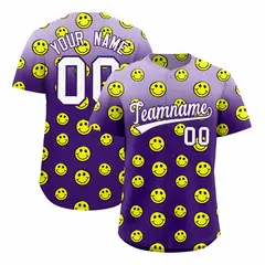 Light Purple Purple Graffiti Gradient Smile Baseball Jersey