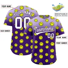 Light Purple Purple Graffiti Gradient Smile Baseball Jersey 2