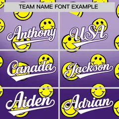 Light Purple Purple Graffiti Gradient Smile Baseball Jersey 3