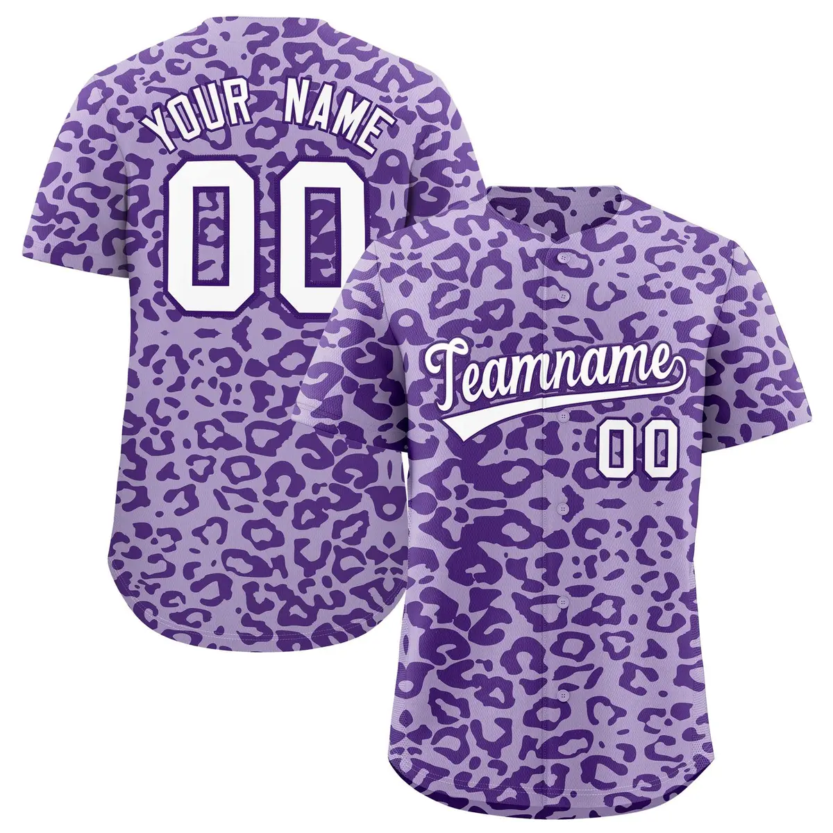 Light Purple Purple Leopard Print Baseball Jersey