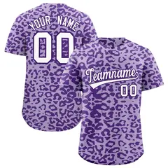 Light Purple Purple Leopard Print Baseball Jersey 1