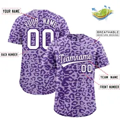 Light Purple Purple Leopard Print Baseball Jersey 2