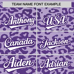 Light Purple Purple Leopard Print Baseball Jersey 3