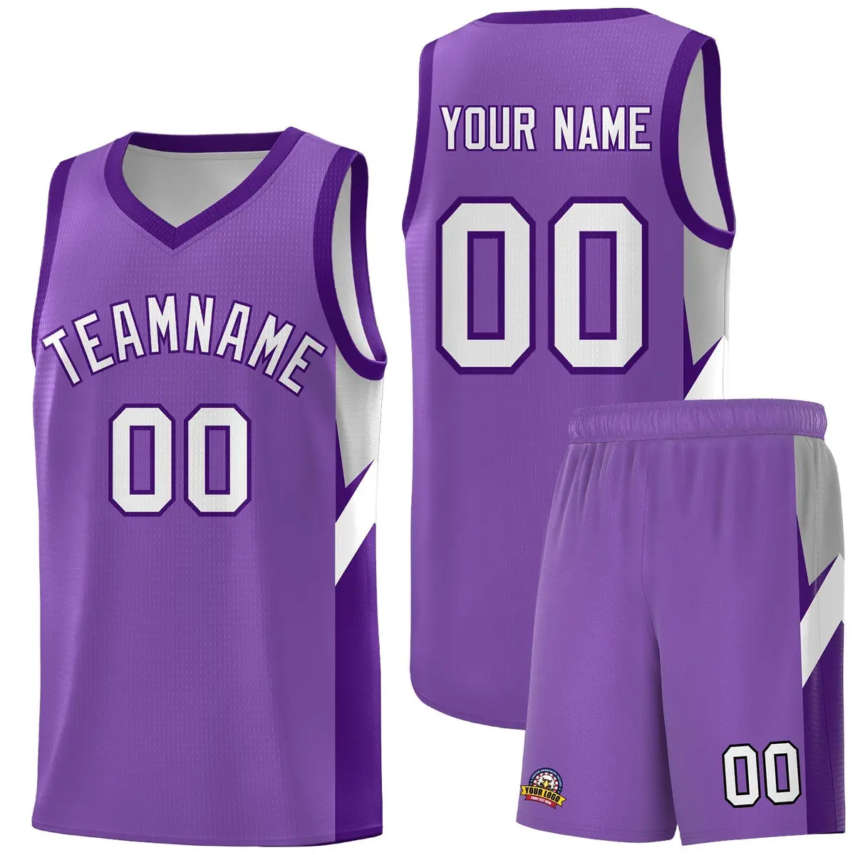 Light Purple Purple Side Design Basketball Jersey