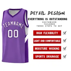 Light Purple Purple Side Design Basketball Jersey 2