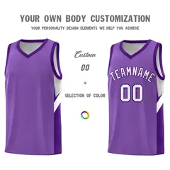 Light Purple Purple Side Design Basketball Jersey 3