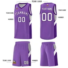 Light Purple Purple Side Design Basketball Jersey 5
