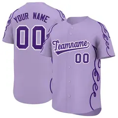 Light Purple Purple Side Flame Outline Baseball Jersey