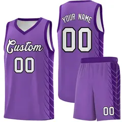Light Purple Purple Side Symmetrical Line Pattern Basketball Jersey 1