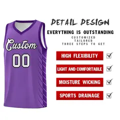 Light Purple Purple Side Symmetrical Line Pattern Basketball Jersey 2