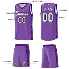 Light Purple Purple Side Symmetrical Line Pattern Basketball Jersey 5