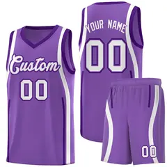 Light Purple Purple-White Ribbon Pattern Basketball Kits