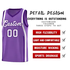 Light Purple Purple-White Ribbon Pattern Basketball Kits 2