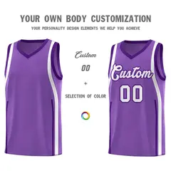 Light Purple Purple-White Ribbon Pattern Basketball Kits 3