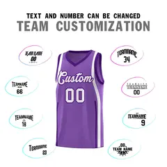Light Purple Purple-White Ribbon Pattern Basketball Kits 4
