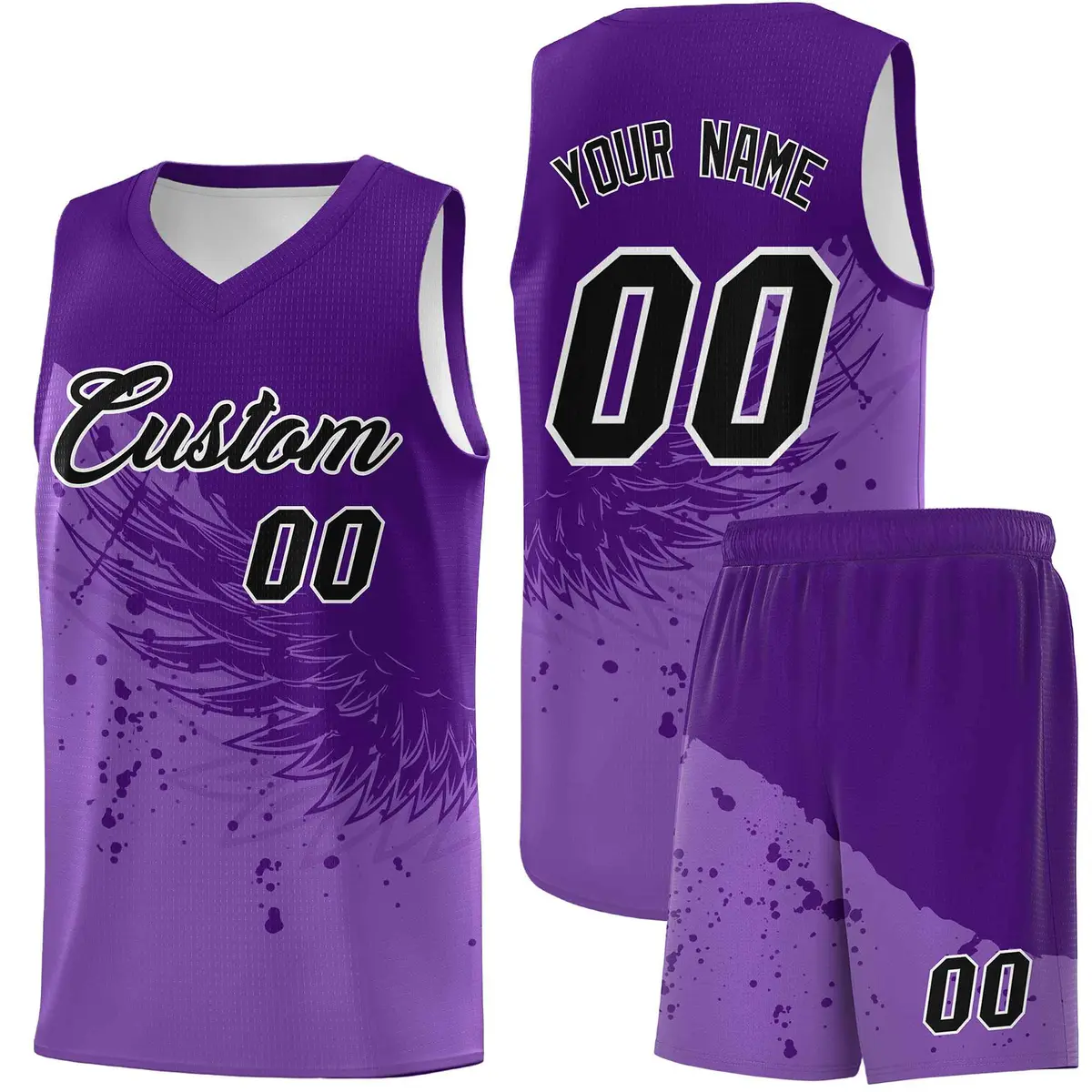 Light Purple Purple Wing Pattern Basketball Jersey