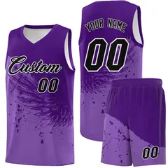 Light Purple Purple Wing Pattern Basketball Jersey 1