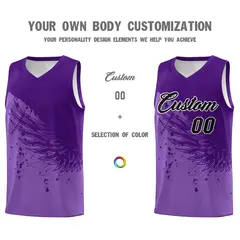 Light Purple Purple Wing Pattern Basketball Jersey 3