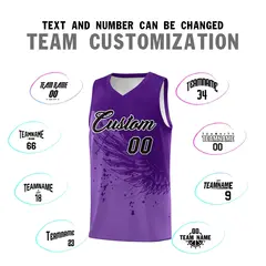 Light Purple Purple Wing Pattern Basketball Jersey 4