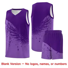 Light Purple Purple Wing Pattern Basketball Jersey 7