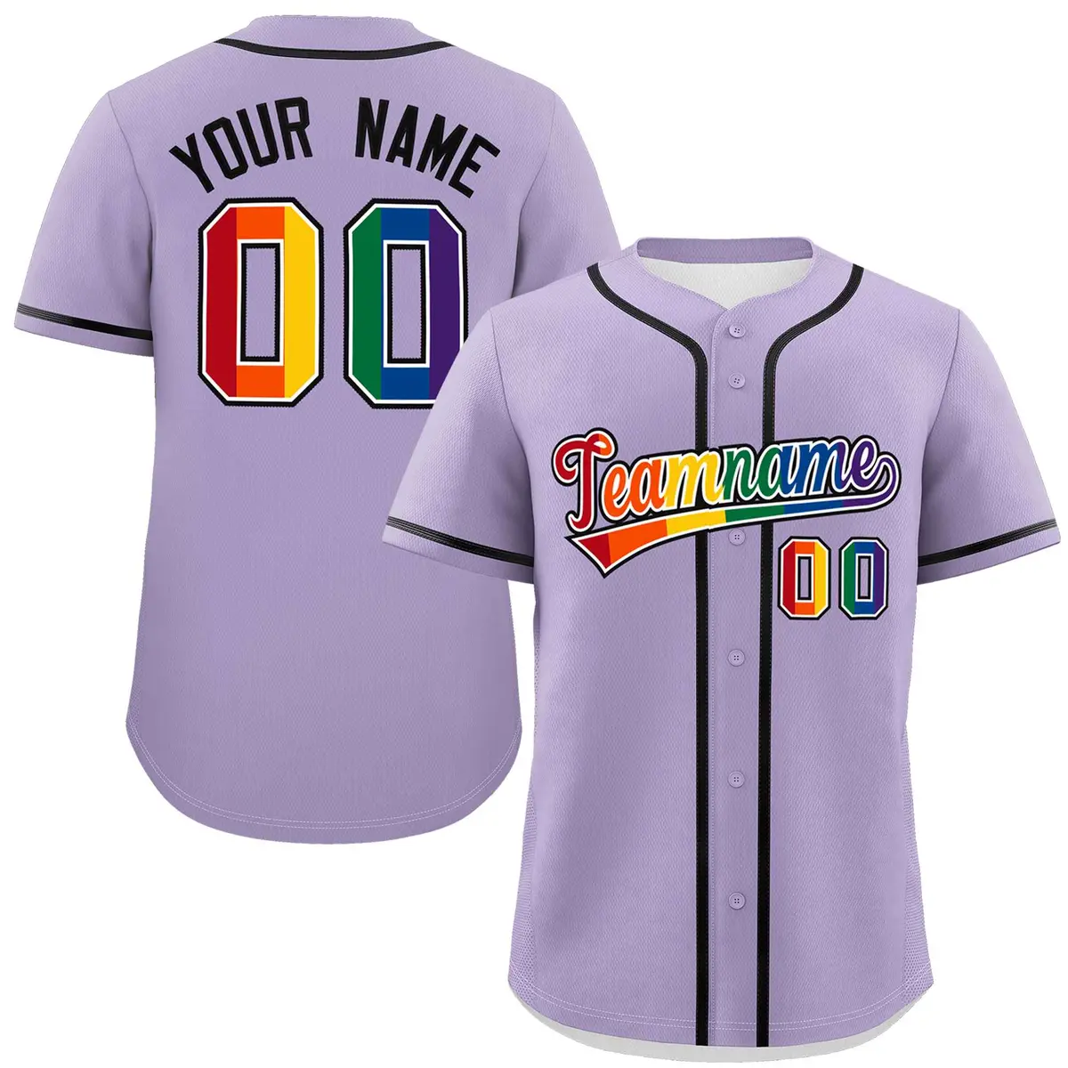 Light Purple Rainbow Pride Month Authentic Baseball Jersey