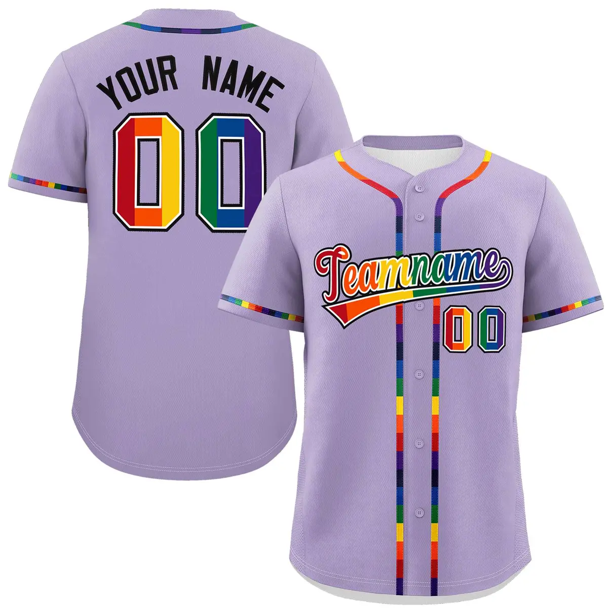 Light Purple Rainbow Pride Month Authentic Baseball Jersey