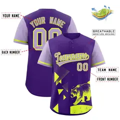 Light Purple Raptor Series Raglan Wrinkle-Resistant Baseball Jersey 2