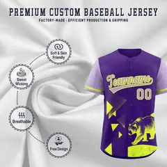 Light Purple Raptor Series Raglan Wrinkle-Resistant Baseball Jersey 3