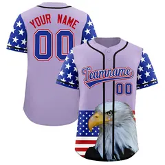 Light Purple Royal Blue White American Flag Graffiti Split Independence Day Baseball Jersey