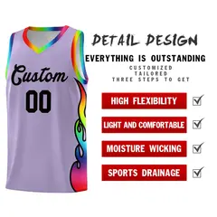 Light Purple Side Flame Sports Basketball Jersey 2