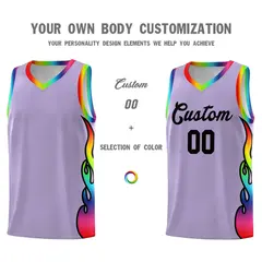 Light Purple Side Flame Sports Basketball Jersey 3