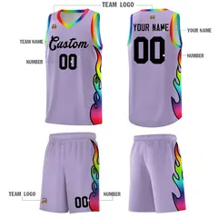 Light Purple Side Flame Sports Basketball Jersey 5