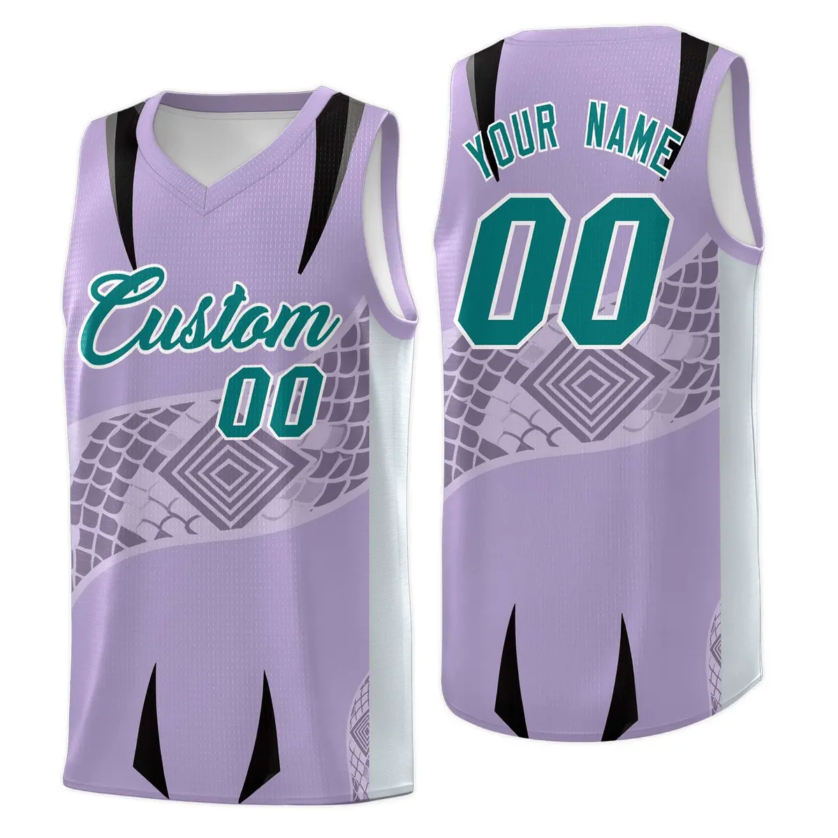 Light Purple Silver Snake Scale Venomous Fang Graffiti Basketball Jersey