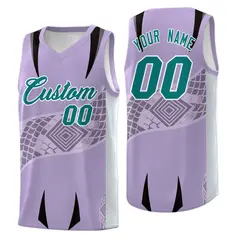 Light Purple Silver Snake Scale Venomous Fang Graffiti Basketball Jersey 1
