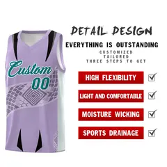 Light Purple Silver Snake Scale Venomous Fang Graffiti Basketball Jersey 2